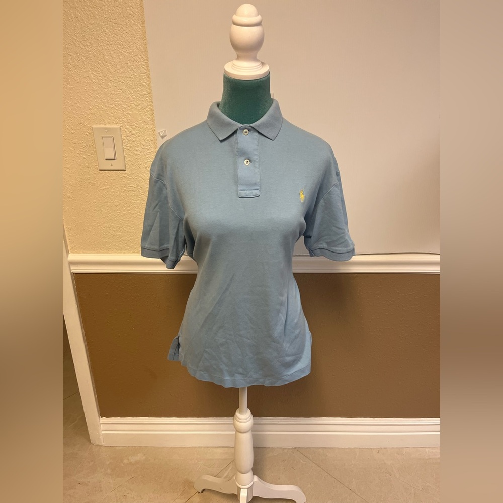 Vintage Polo Ralph Lauren Shirt Blue with Yellow Pony Logo –‎ 100% Cotton